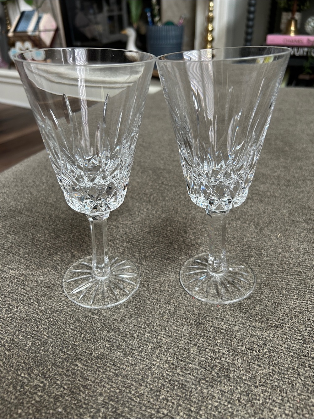 Cut Crystal Wine Glasses - Clear (Set of 2)